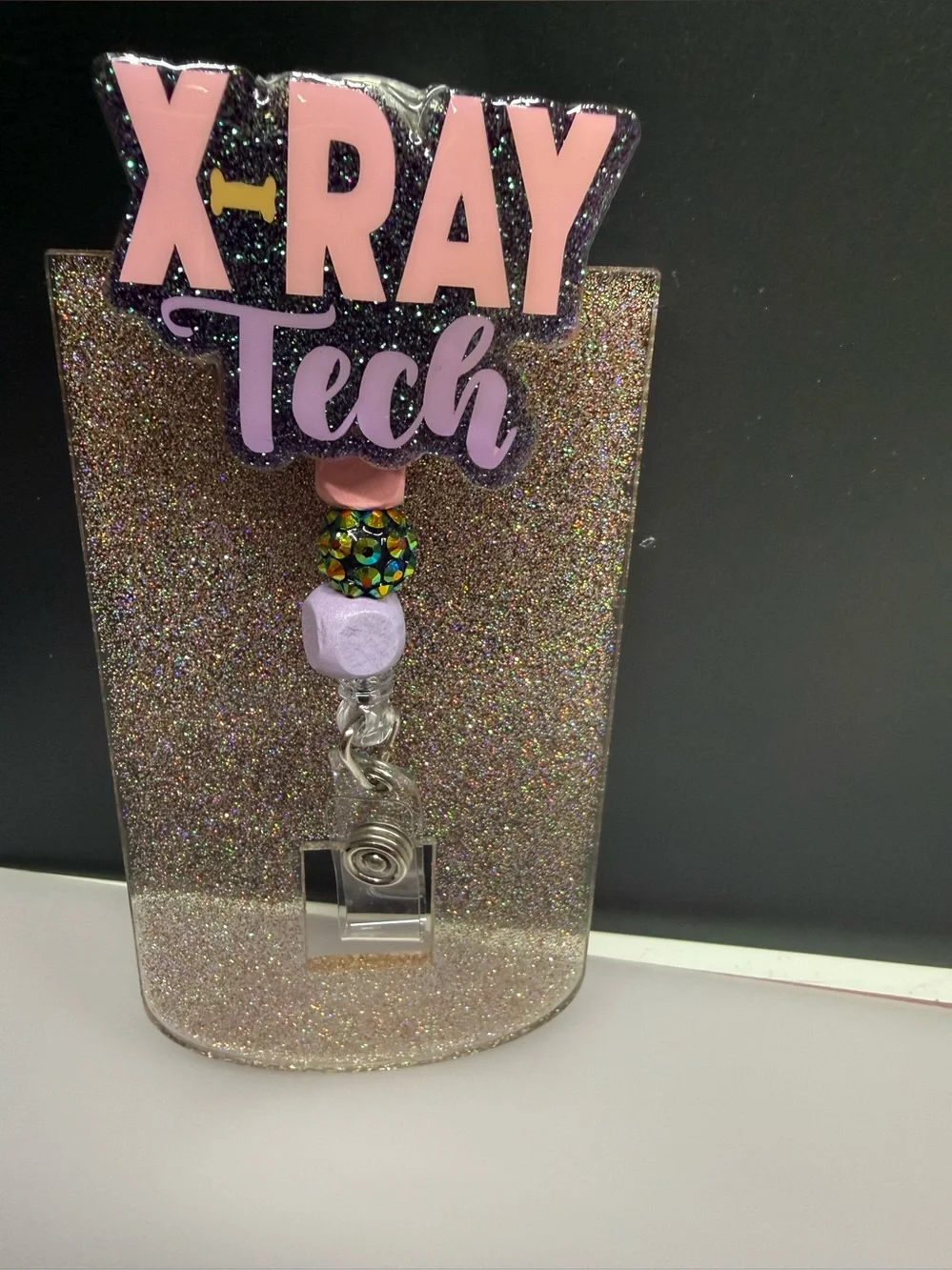 X-Ray Tech Glitter Badge Reel - Pink Lavender